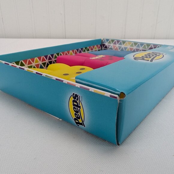 Peeps 3 Pack Vinyl Pet Dog Toy 4" Squeaker Rabbits Yellow Pink Blue Easter New - Picture 7 of 8